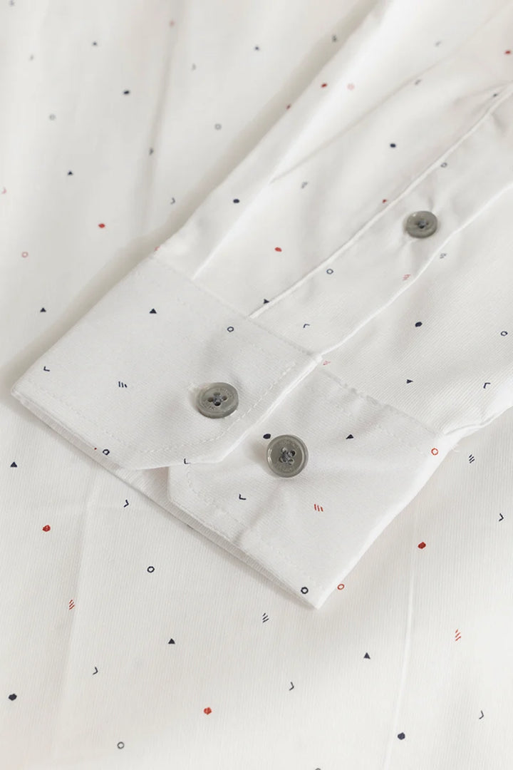 White Printed Slim Fit Shirt