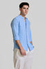 Blue Mandarin Textured Shirt