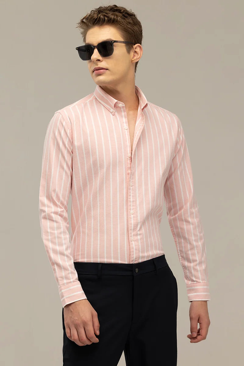 Bodil Peach Striped Shirt