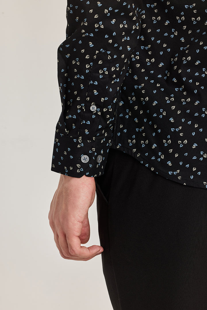 Black Printed Slim FIt Shirt