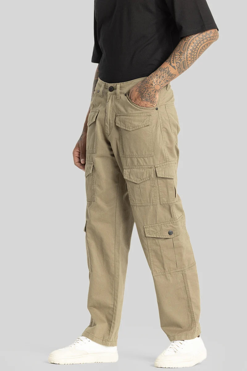 Nils Loose Fit Khaki Cargo Pants