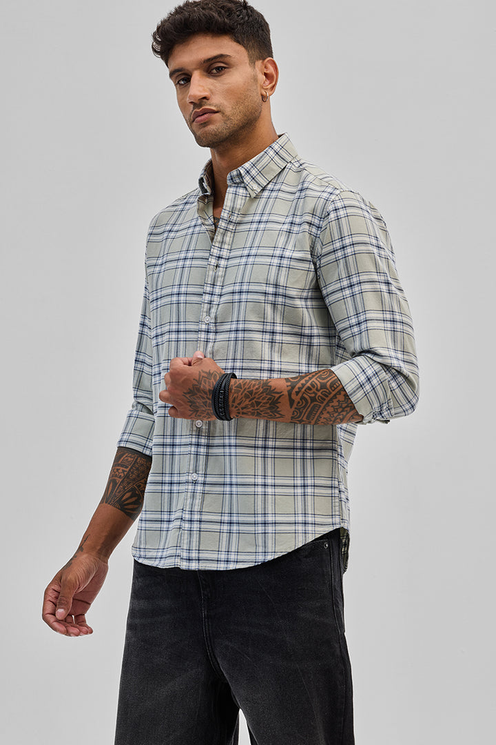 Light Grey Checks Slim Fit Shirt