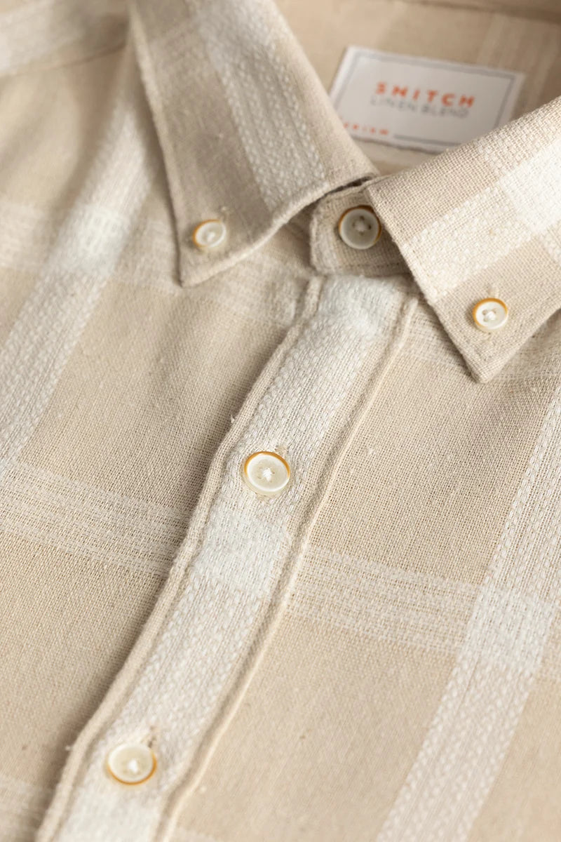 Zoe Beige Linen Checks Shirts