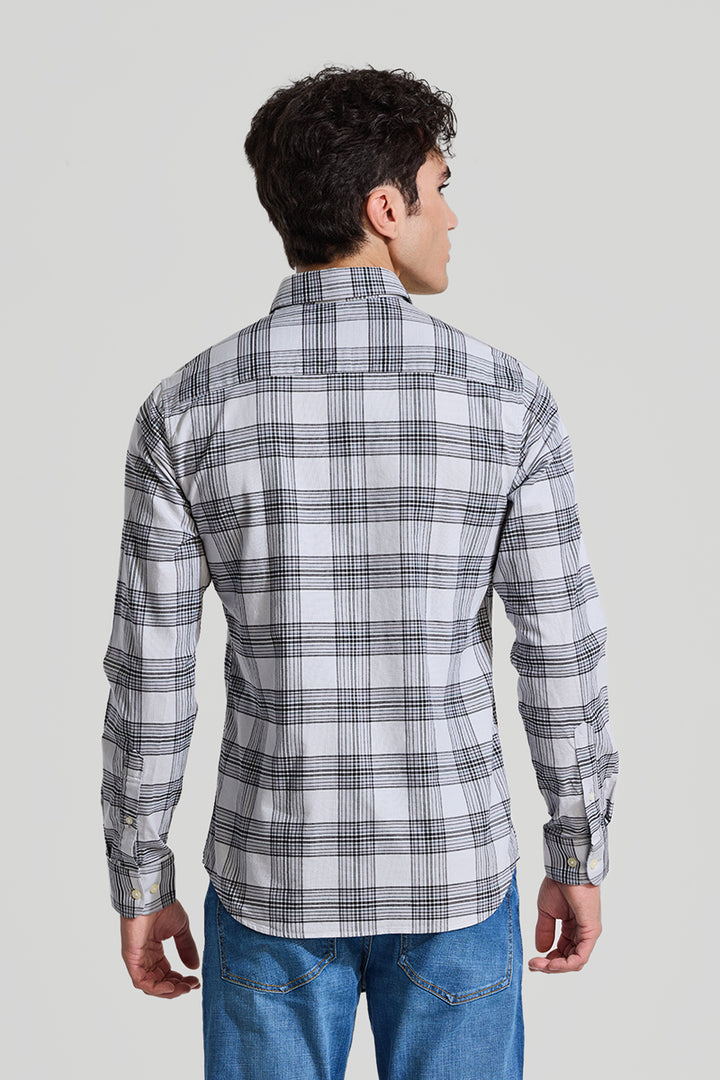 Off White Checks Slim Fit Shirt