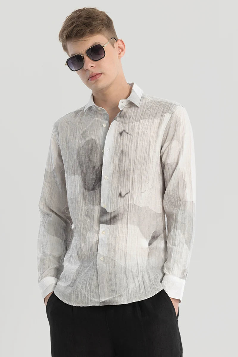 White Textured Abstract Shirt