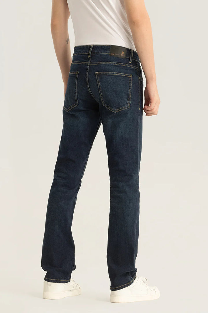 Brigitte Navy Plain Straight Fit Jeans