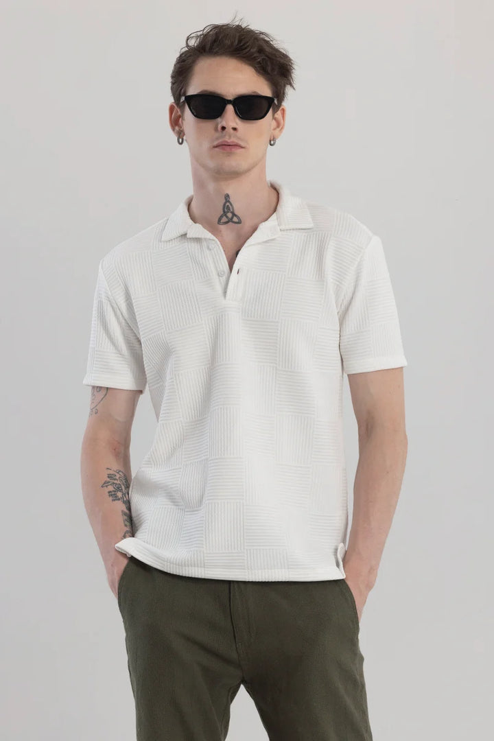 Quadrateeque White Polo T-Shirt