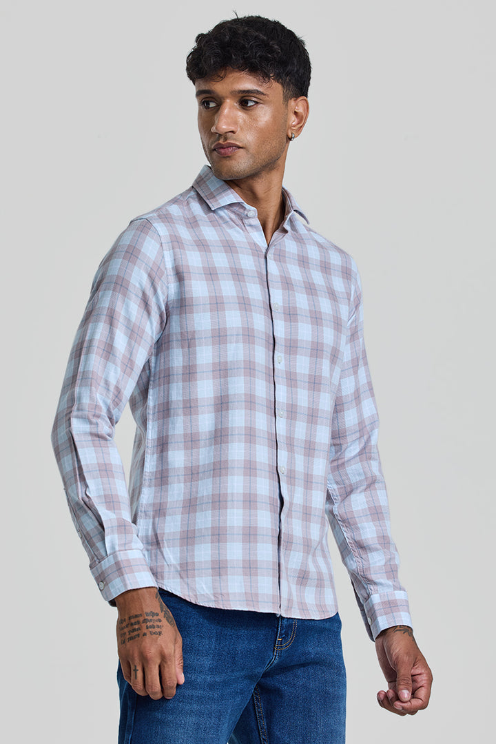 Light Blue Checks Slim Fit Shirt