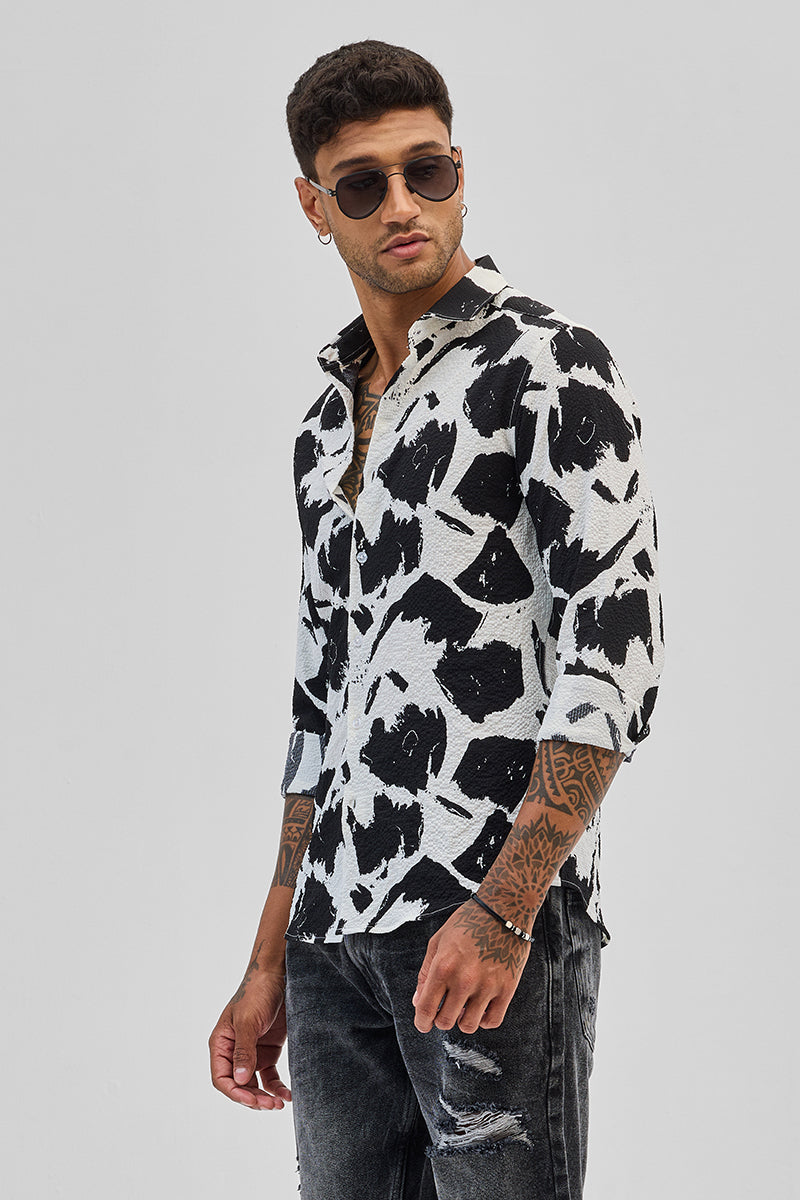 White Abstract Printed Shirt