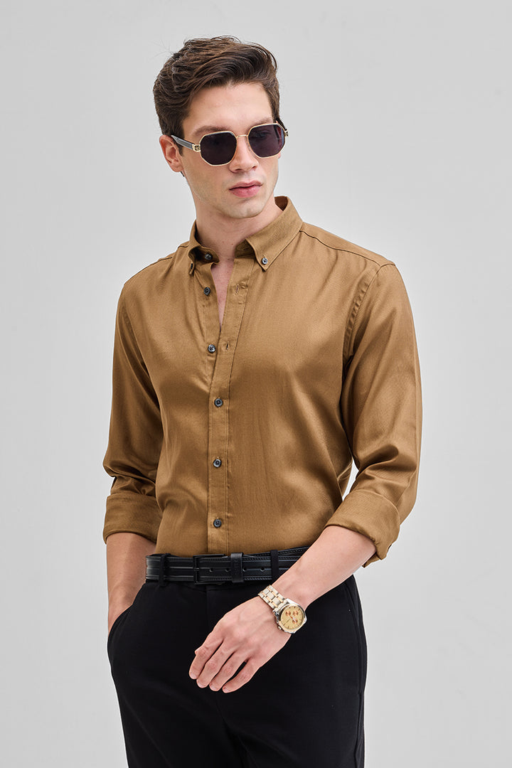 Tan Solid Twill Shirt