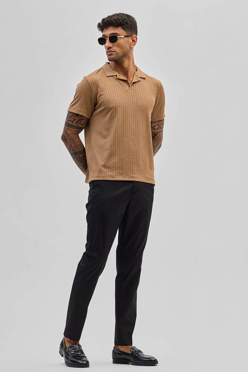 Light Brown Textured Cuban T-Shirt