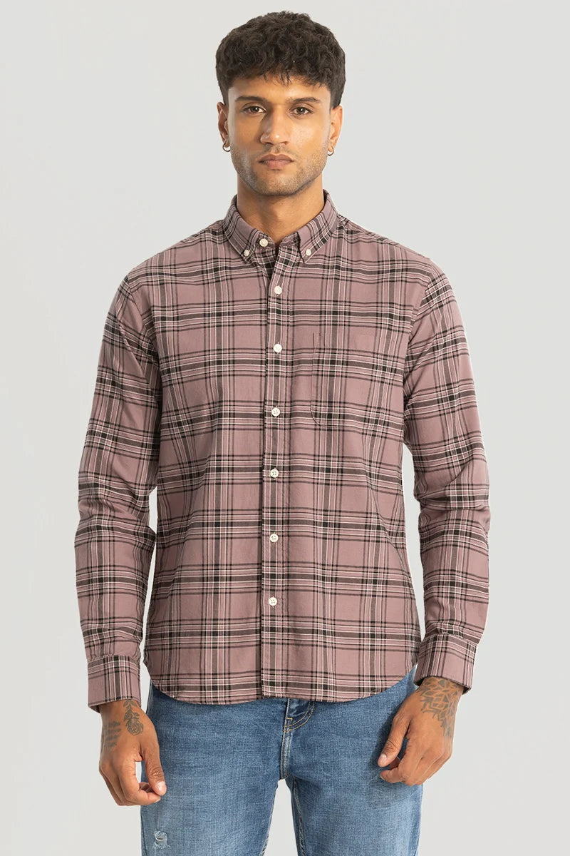 Mauve Checks Oxford Shirt