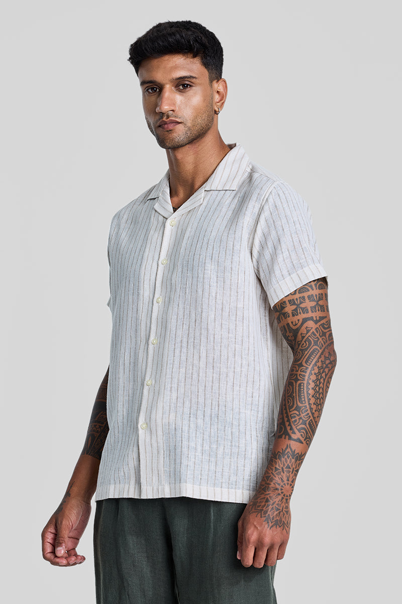 Beige Cuban Stripes Shirt