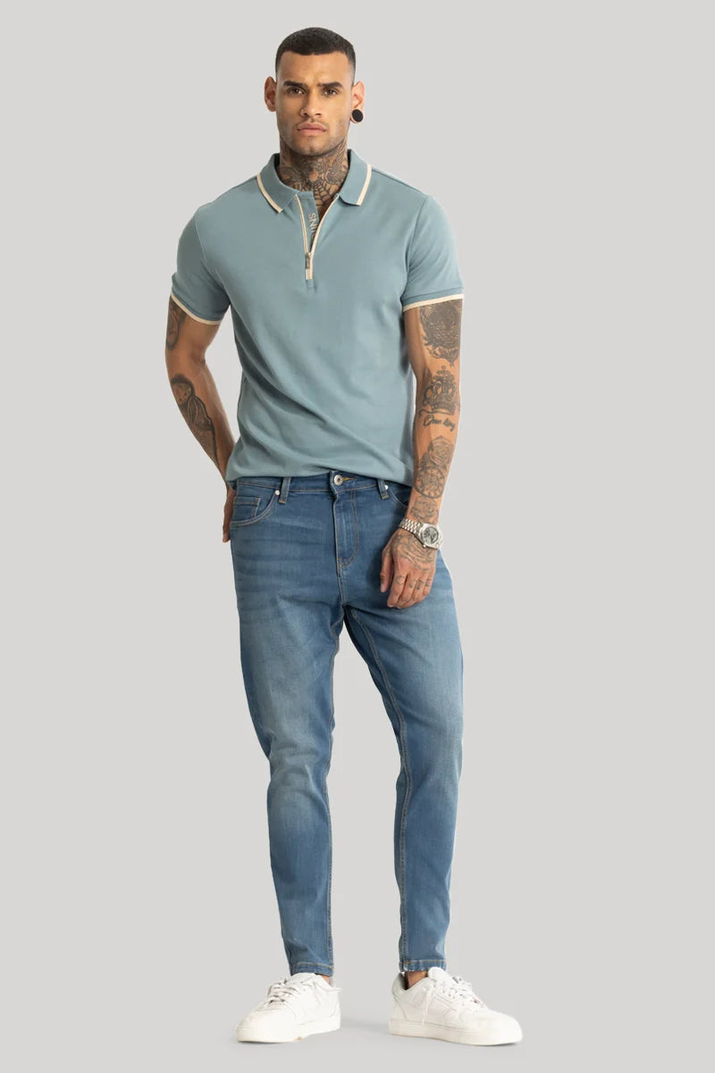 Blue Plain Skinny Fit Jeans