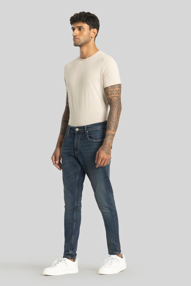 Electric Dark Blue Plain Skinny Fit Jeans