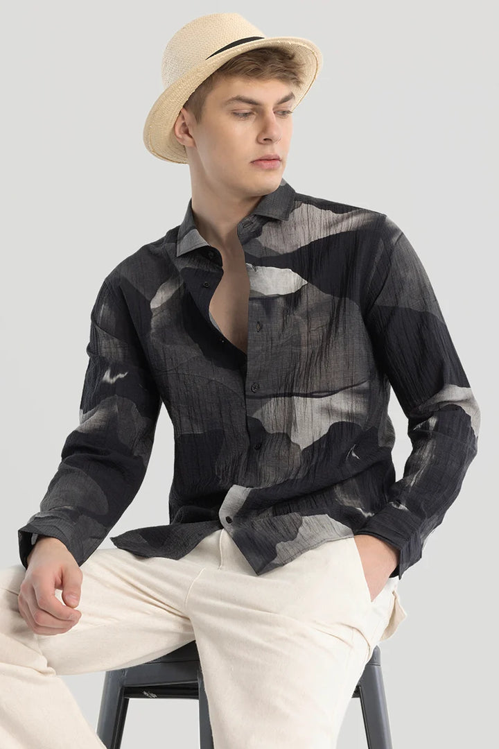 Black Textured Abstract Shirt