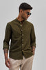 Olive Textured Mandarin Shirt