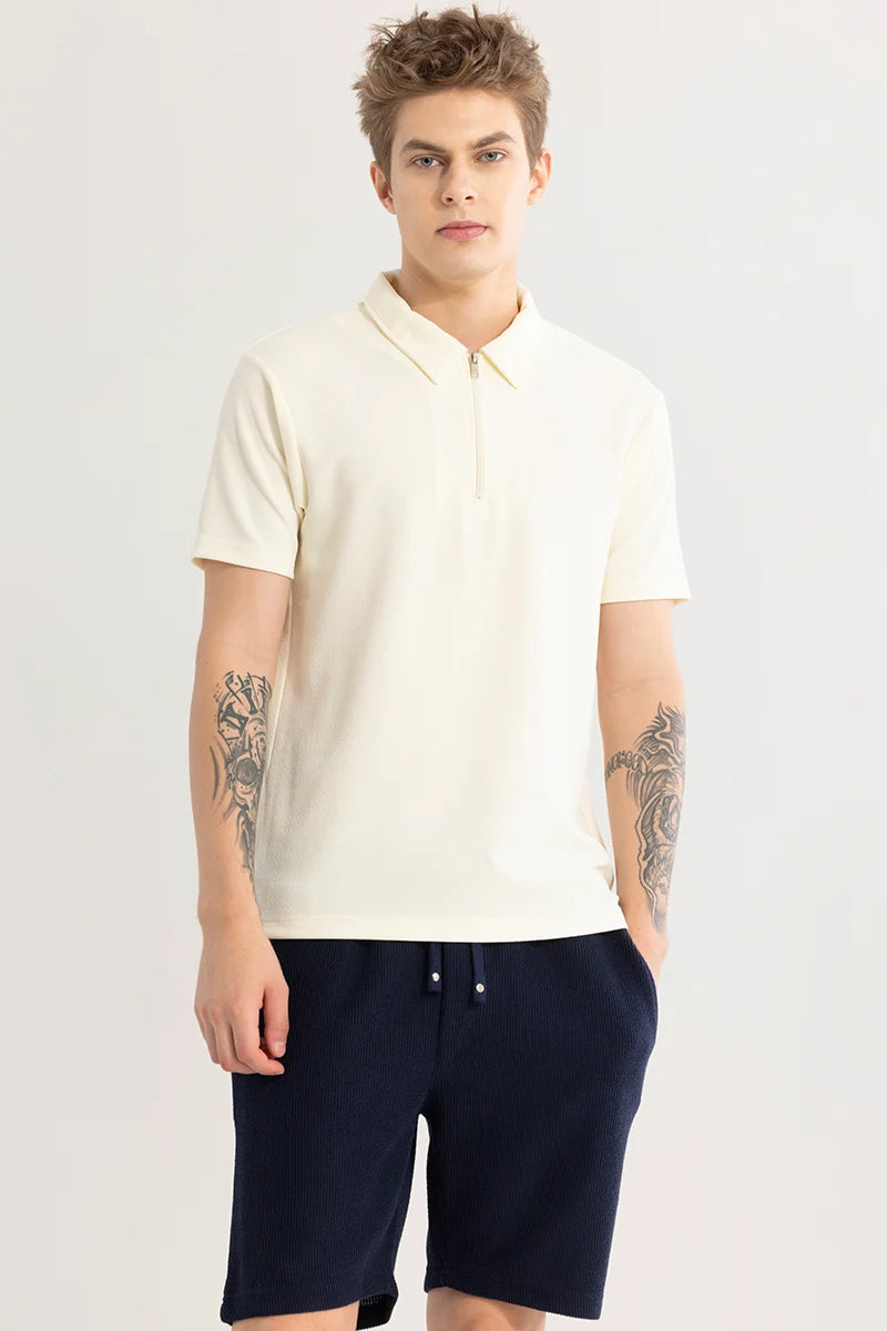 Elegantiq Cream Polo T-Shirt