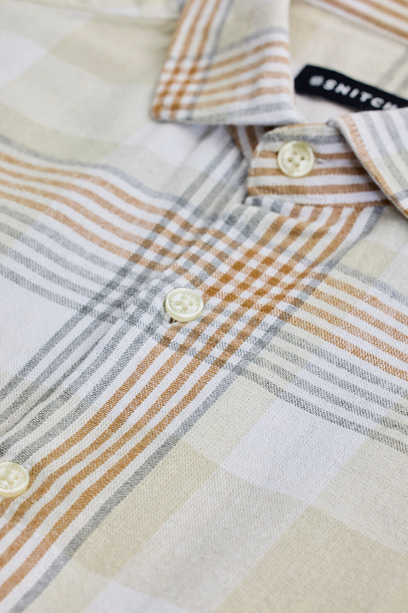 Beige Checks Slim Fit Shirt