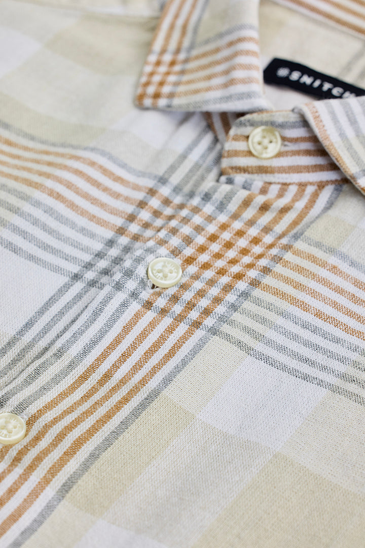 Beige Checks Slim Fit Shirt