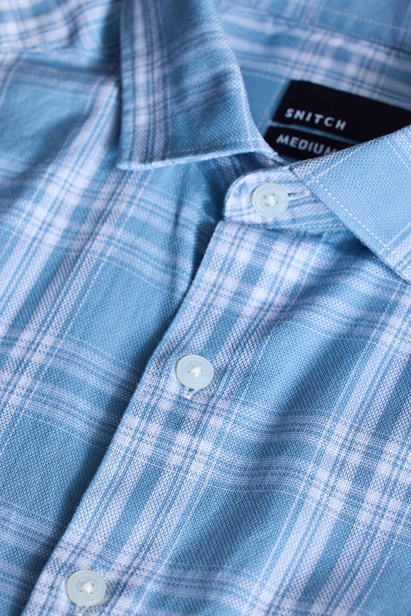 Light Blue Checks Slim Fit Shirt