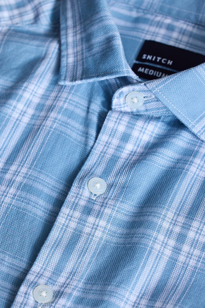 Light Blue Checks Slim Fit Shirt