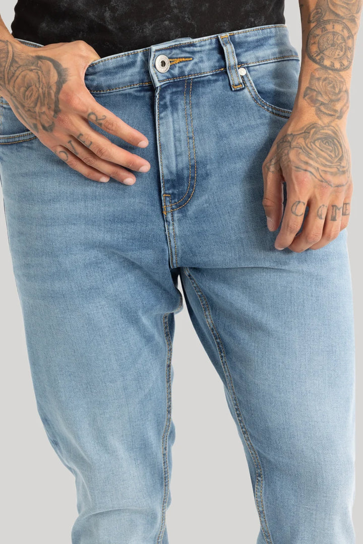 Light Blue Plain Skinny Fit Jeans