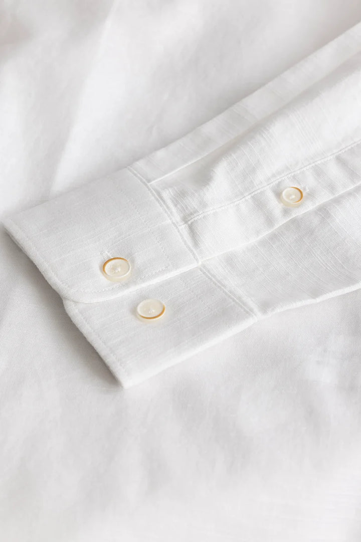 Mandarique White Linen Blend Shirt