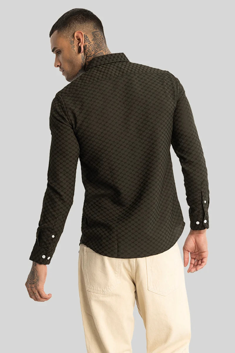 Olive Textured Stretch Shirt