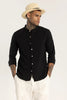 Black Mandarin Linen Shirt