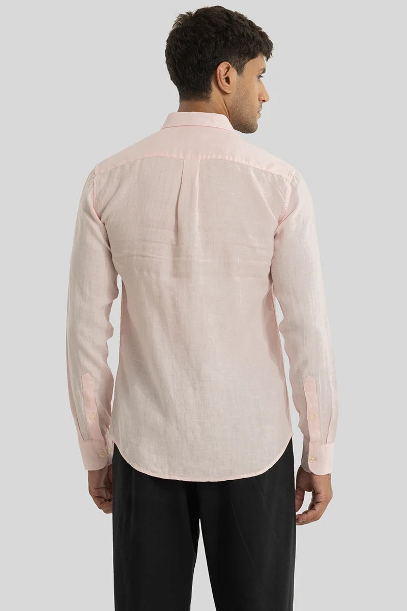 Elementary Light Pink Plain Pure Linen Shirt