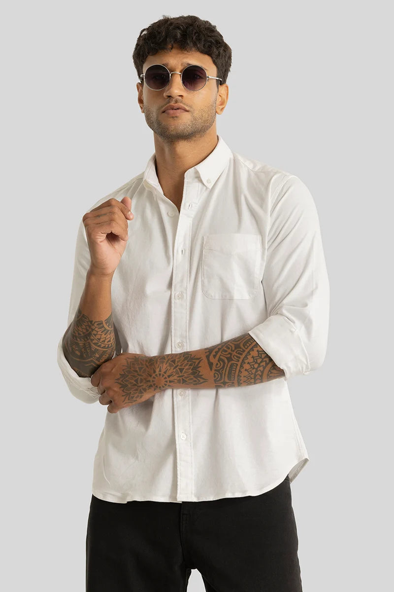 Quentin White Plain Shirt