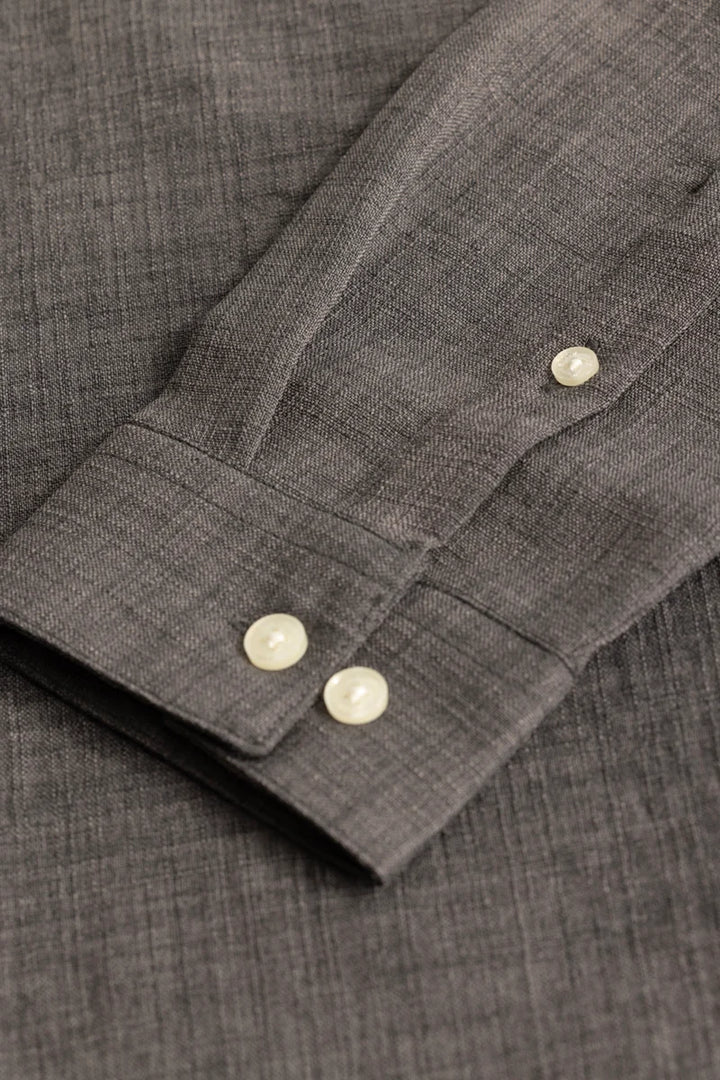 Grey Mandarin Linen Shirt