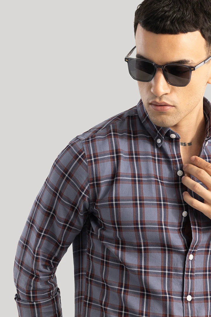 Fleur Greyish Blue Checks Shirts