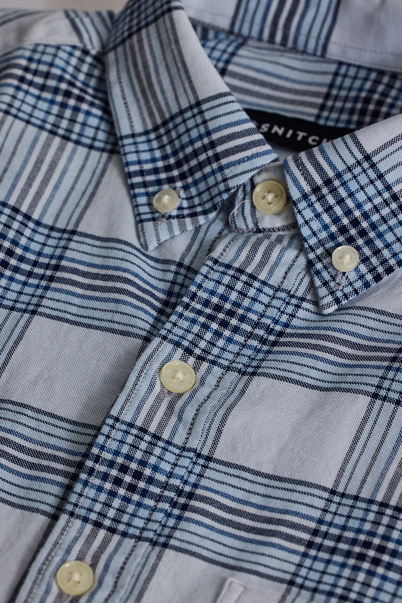 Light Blue Checks Slim Fit Shirt