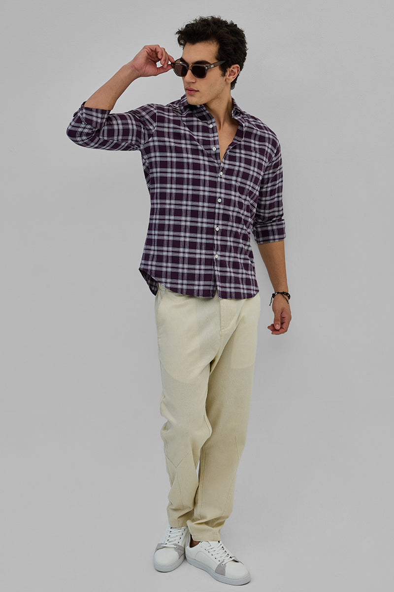 Purple Gingham Slim Fit Shirt