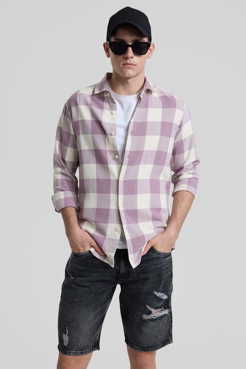 Lavender Slim Fit Checks Shirt