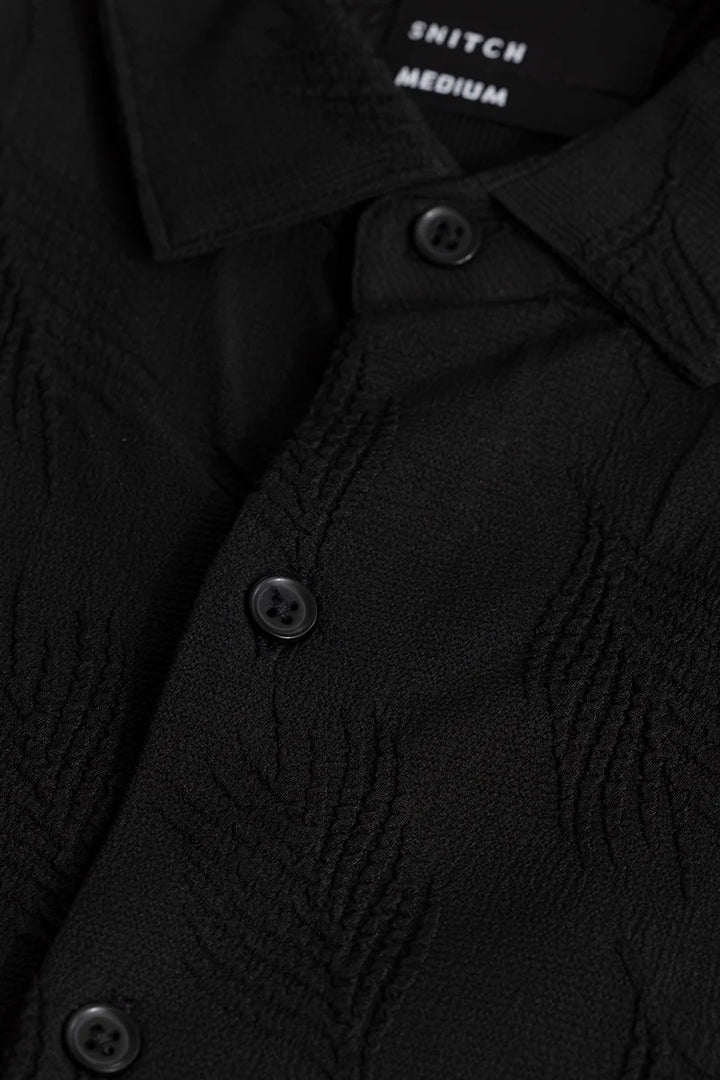 Leaf-Off Black Textured Shirt