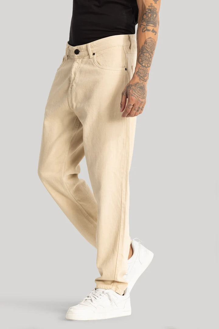 Beige Baggy Fit Jeans