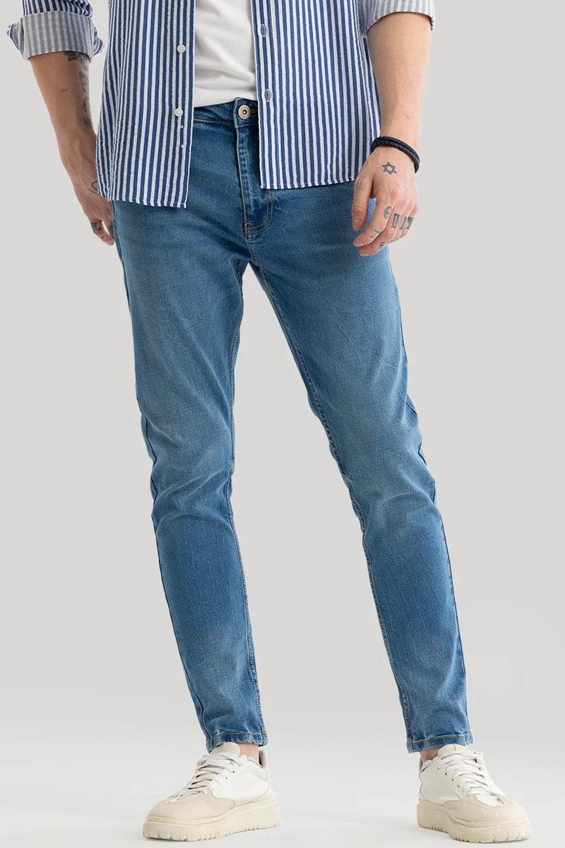 Phantom Sky Blue Plain Skinny Fit Jeans