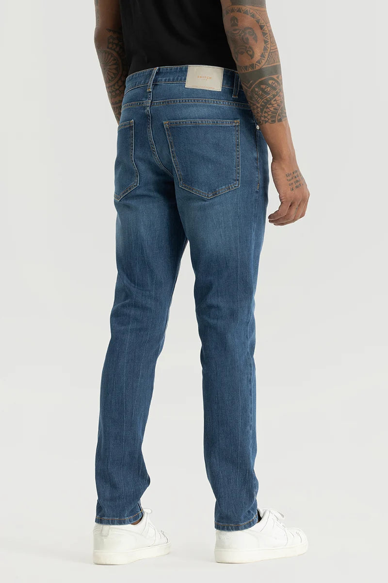 Slick Dark Blue Plain Slim Fit Jeans