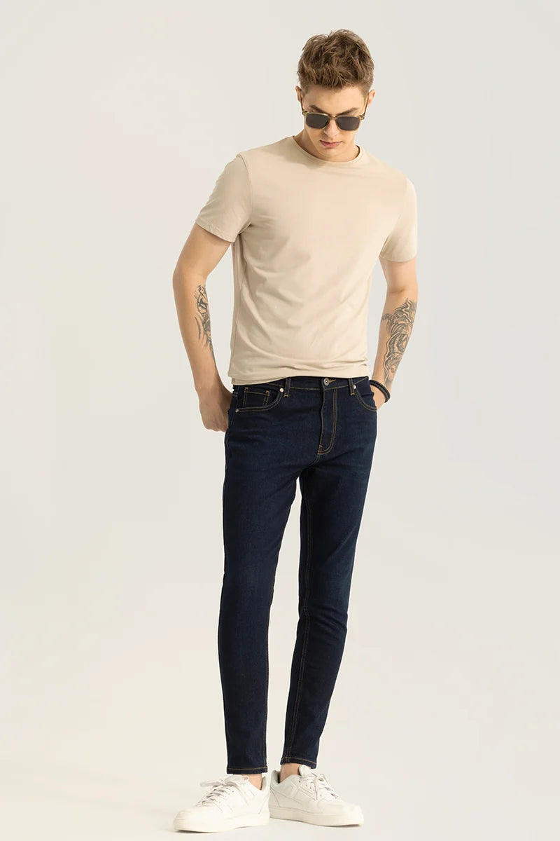 Delphine Deep Blue Plain Skinny Fit Jeans