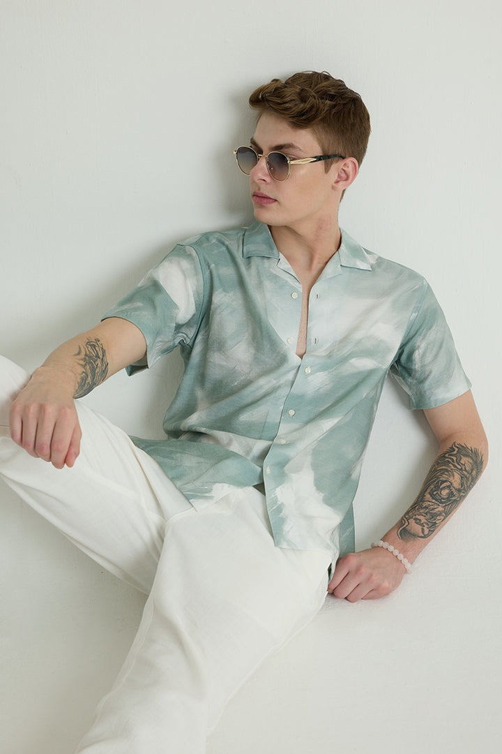 Light Green Cuban Abstract Shirt