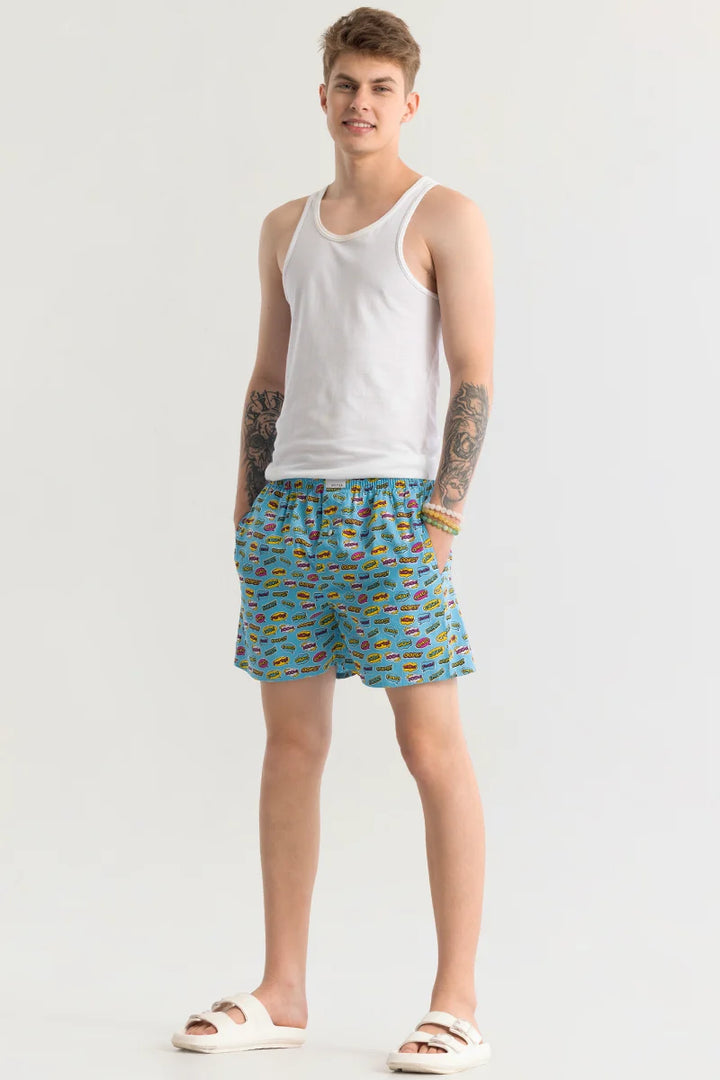 Gry Doodle Sky Blue Printed Boxer