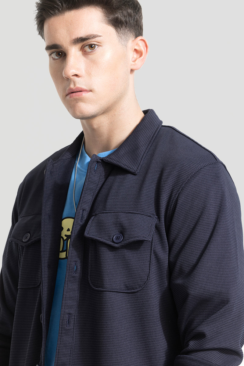 Navy Grid Checks Overshirt