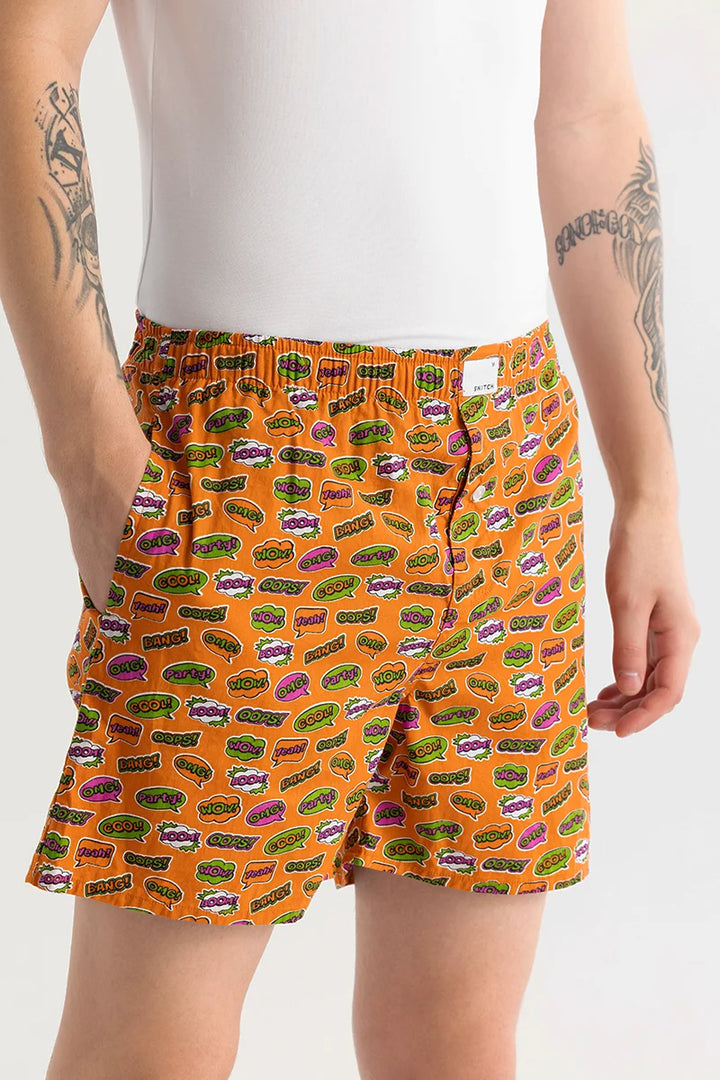 Gry Doodle Orange Printed Boxer