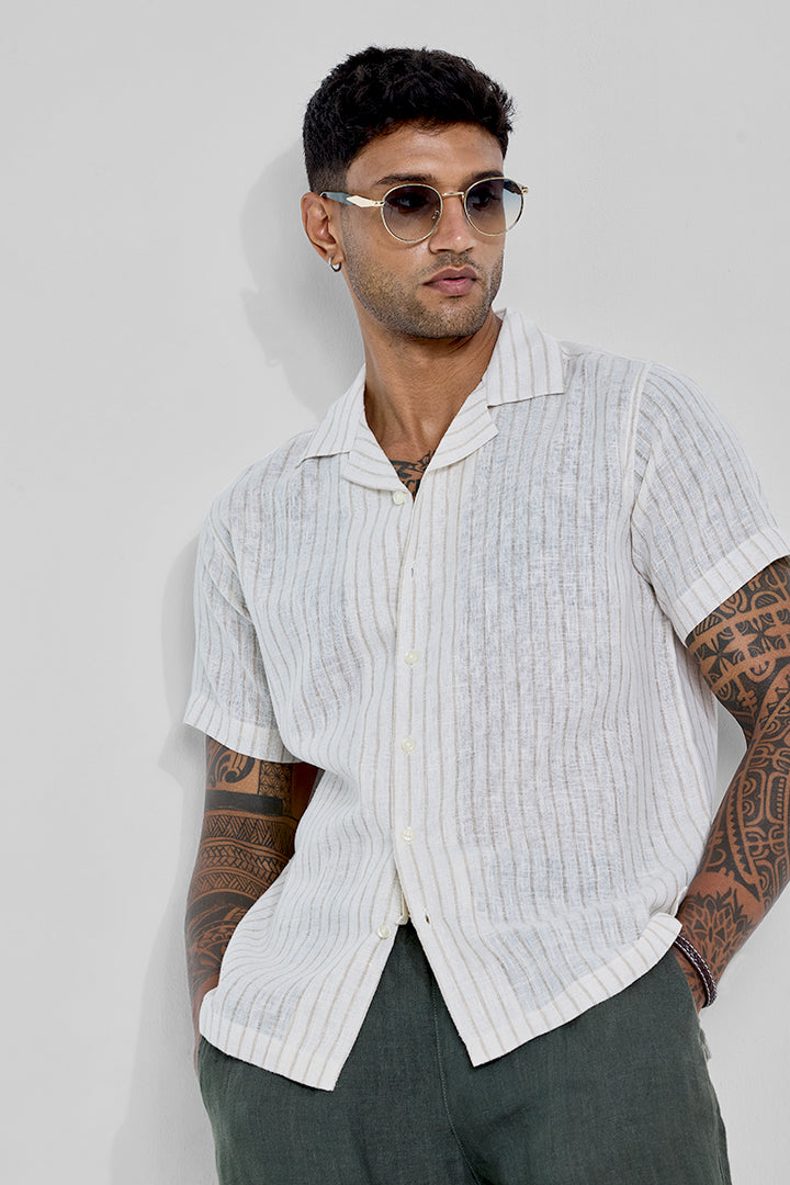 Beige Cuban Stripes Shirt