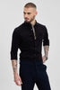 Black Self-Design Slim Fit Shirt