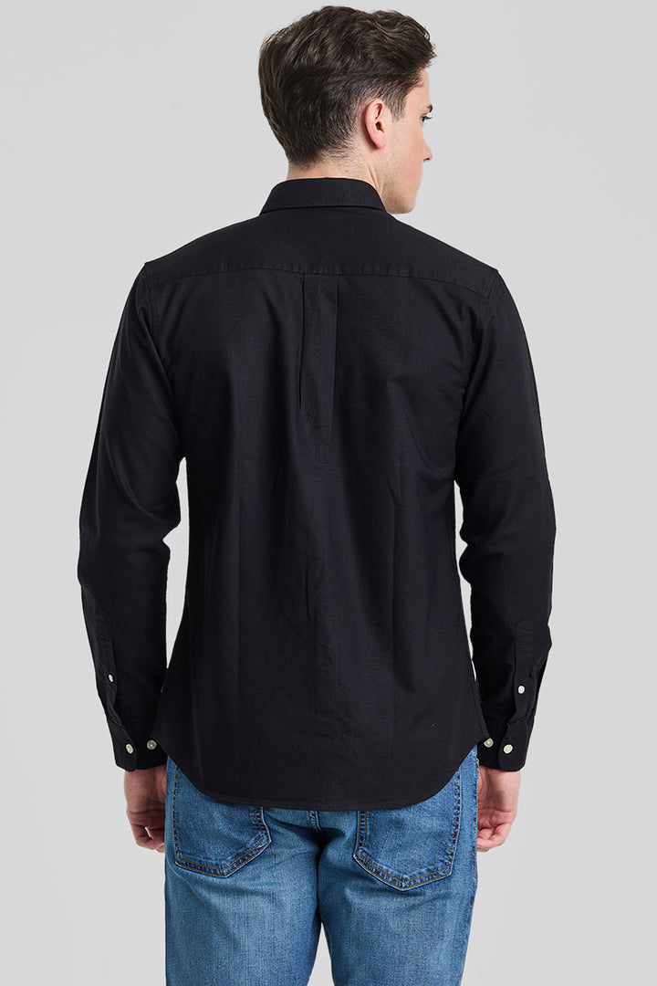 Black Solid Oxford Shirt