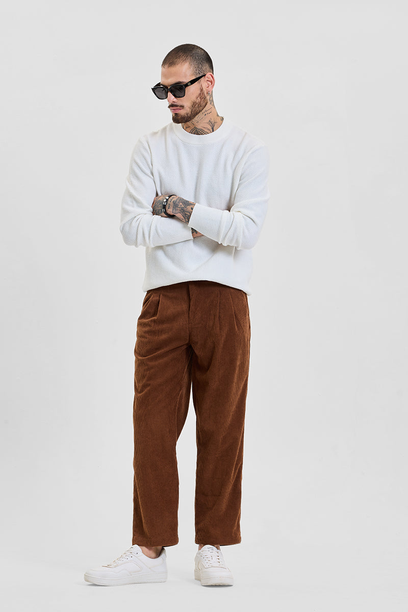 Brown Corduroy Relaxed Fit Trousers